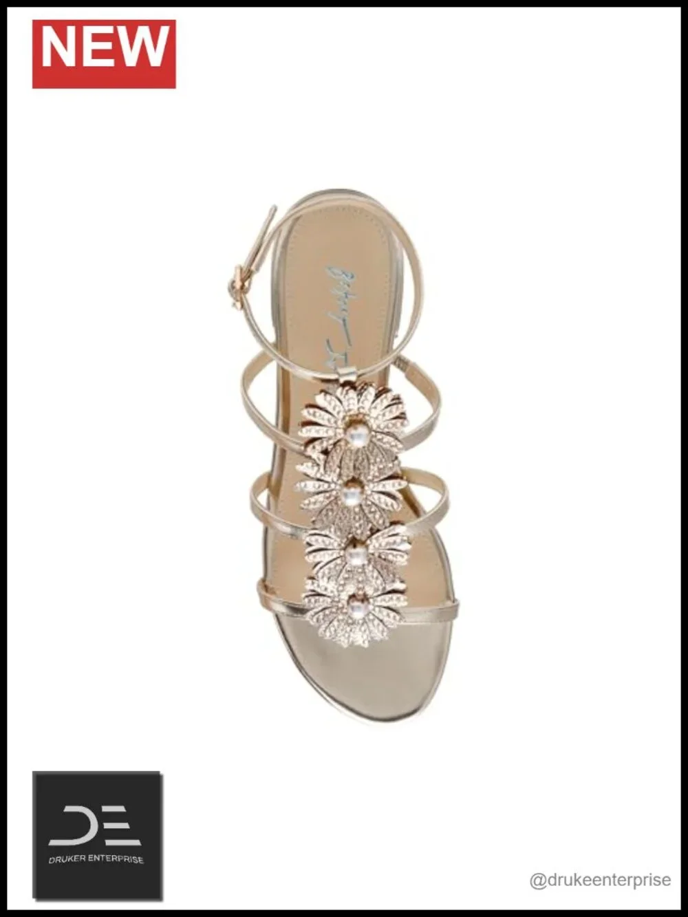 Rhinestone Heeled Sandals with Ankle Strap - Low Heel Gladiator Sandals